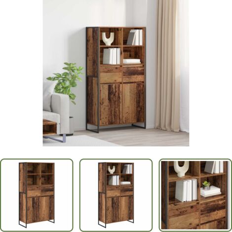 vidaXL Credenza industriale -  Credenza con cassetto 2 pcs Legno vecchio 81 x 36 x 150.5 cm