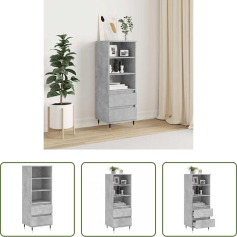 vidaXL Credenza industriale -  Credenza Grigio Cemento 40x36x110 cm in Legno Multistrato