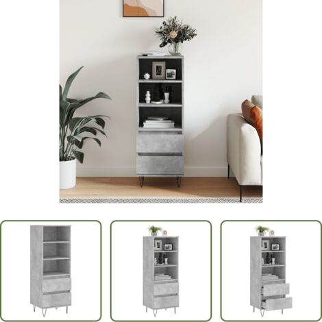 vidaXL Credenza industriale -  Credenza Grigio Cemento 40x36x110 cm in Legno Multistrato