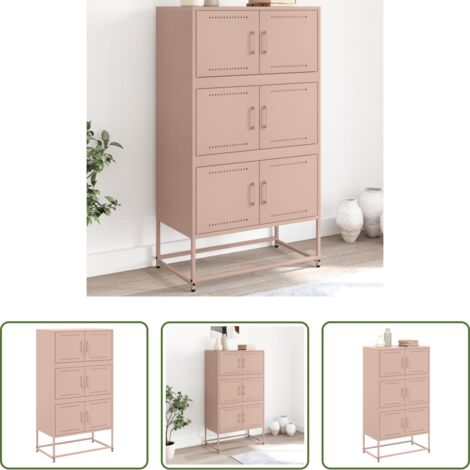 vidaXL Credenza industriale -  Credenza Rosa 68,5x38,5x123,5 in Acciaio