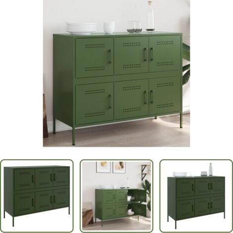 vidaXL Credenza industriale -  Credenza Verde Oliva 100,5x39x79 cm in Acciaio
