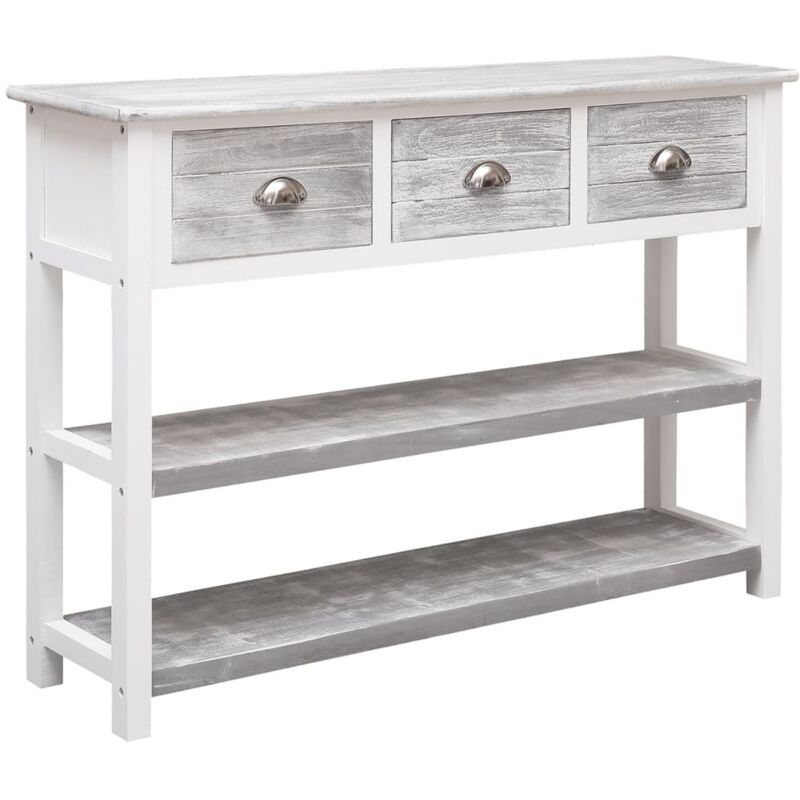 Credenza Grigio Antico 108x30x76 Cm Legno Massello Di Paulownia Vidaxl