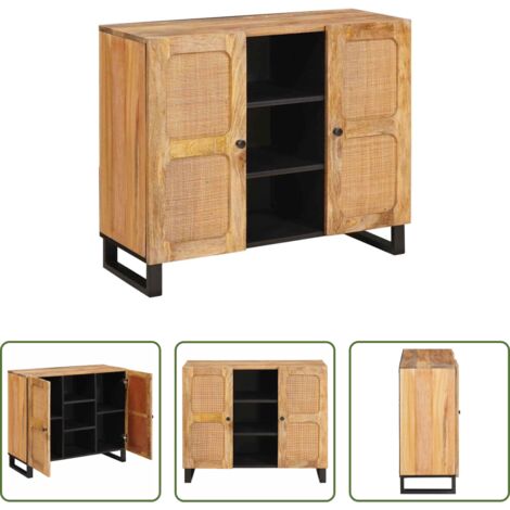 vidaXL Credenza Marrone 90 x 33 x 75 cm Legno di mango massello