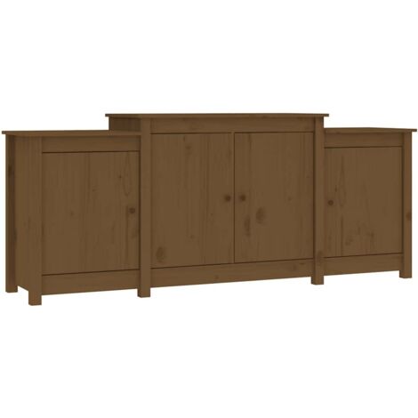 vidaXL Credenza Marrone ambra 164x37x68 cm in Legno Massello di Pino