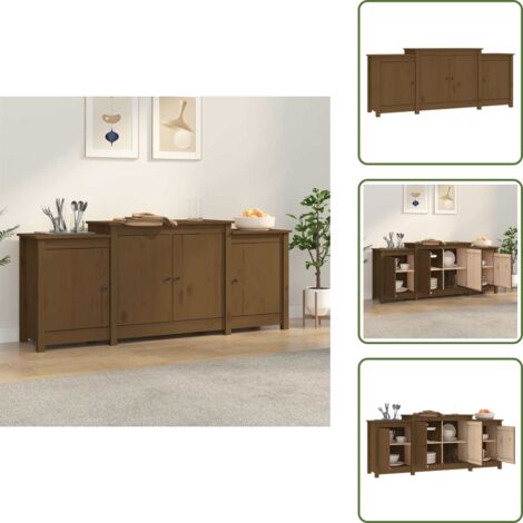 - vidaXL Credenza Marrone ambra 164x37x68 cm in Legno Massello di Pino -