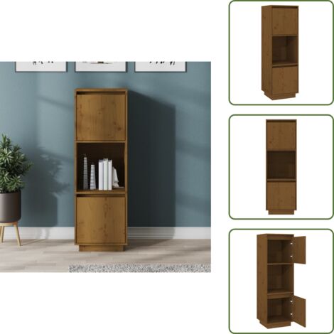 - vidaXL Credenza Marrone Ambrato 38x35x117 cm in Legno Massello di Pino -
