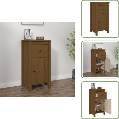 - vidaXL Credenza Marrone Ambrato 40x35x80 cm in Legno Massello di Pino -