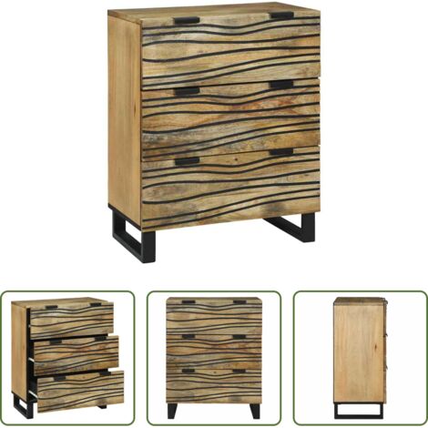 vidaXL Credenza marrone -  Credenza Marrone 60 x 33.5 x 75 cm Legno massello di mango