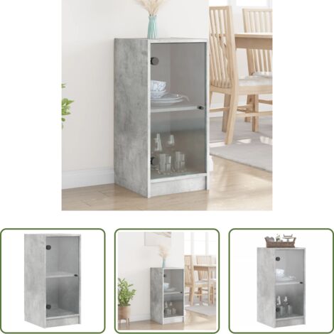vidaXL Credenza -  Mobile con Ante in Vetro Grigio Cemento 35x37x75,5 cm