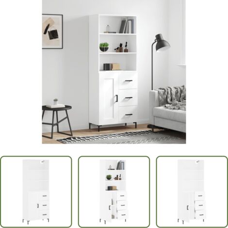 vidaXL Credenza moderna -  Credenza Bianca 69,5x34x180 cm in Legno Multistrato