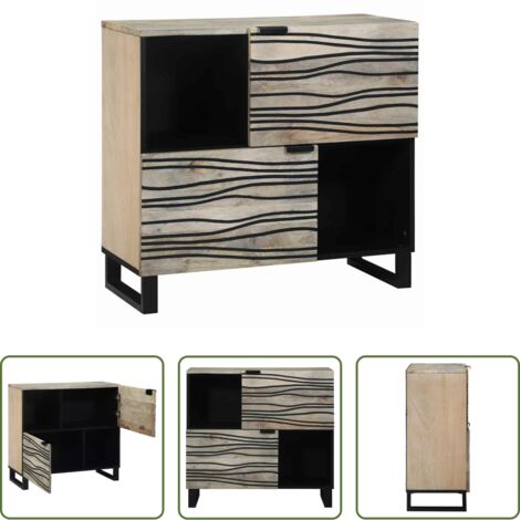 vidaXL Credenza moderna -  Credenza Bianco 80 x 33 x 75 cm legno massello di mango