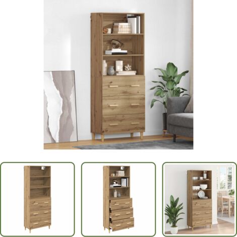vidaXL Credenza moderna -  Credenza con cassetto Rovere artigianale 69,5 x 32,5 x 180 cm