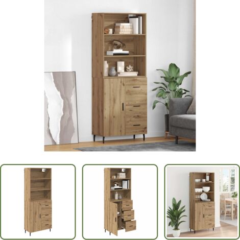 vidaXL Credenza moderna -  Credenza con cassetto Rovere artigianale 69,5 x 34 x 180 cm