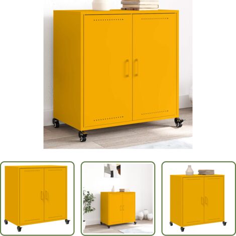vidaXL Credenza moderna -  Credenza Giallo Senape 68x39x72 cm in Acciaio