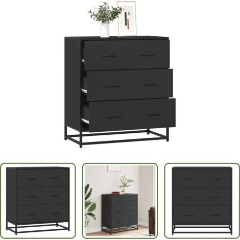 vidaXL Credenza moderna -  Credenza Rovere Nera 68x35x76 cm in Truciolato e Metallo