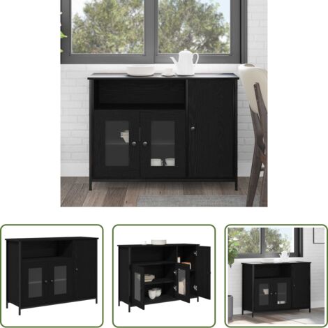 vidaXL Credenza moderna -  Credenza Rovere Nero 100 x 35 x 75 cm