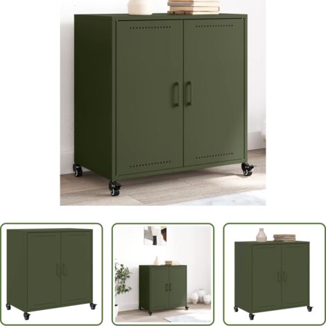 vidaXL Credenza moderna -  Credenza Verde Oliva 68x39x72 cm in Acciaio