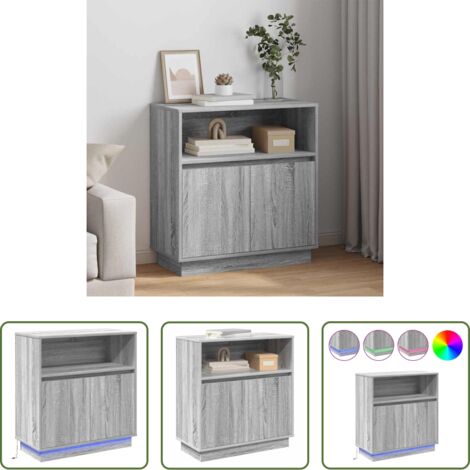 vidaXL Credenza moderna -  Madia LED Grigio Sonoma 71 x 34,5 x 75 cm Legno multistrato