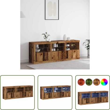 vidaXL Credenza moderna -  Madia LED Legno vecchio 181 x 37 x 67 cm Legno multistrato