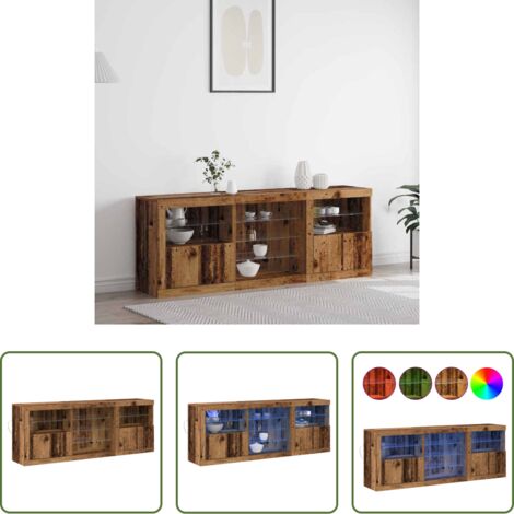 vidaXL Credenza moderna -  Madia LED Legno vecchio 181,5 x 37 x 67 cm Legno multistrato