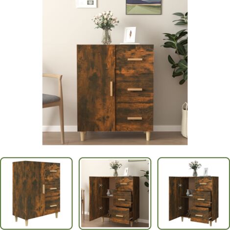 vidaXL Credenza multistrato -  Credenza Rovere Fumo 69,5x34x90 cm in Legno Multistrato