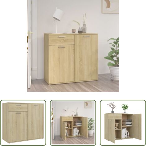 vidaXL Credenza multistrato -  Credenza Rovere Sonoma 80x36x75 cm in Legno Multistrato