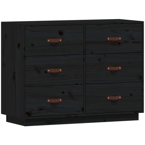 vidaXL Credenza Nera 100x40x75 cm in Legno Massello di Pino