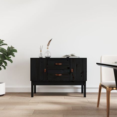 vidaXL Credenza Nera 110x40x78 cm in Legno Massello di Pino