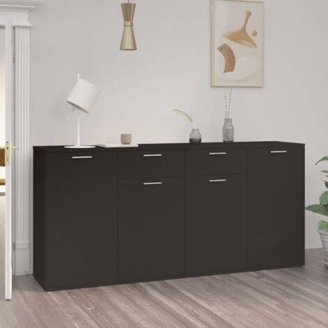 vidaXL Credenza Nera 160x36x75 cm in Legno Multistrato