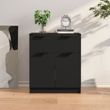 vidaXL Credenza Nera 60x30x70 cm in Legno Multistrato