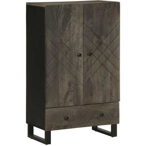 vidaXL Credenza Nera 60x33x100 cm in Legno Massello di Mango
