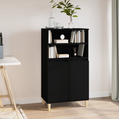 vidaXL Credenza Nera 60x36x110 cm in Legno Multistrato
