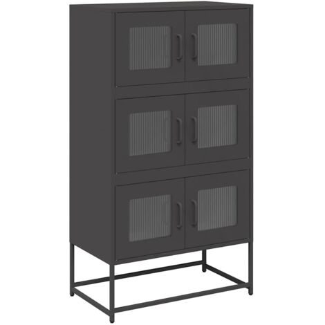 vidaXL Credenza Nera 68x39x123 cm in Acciaio