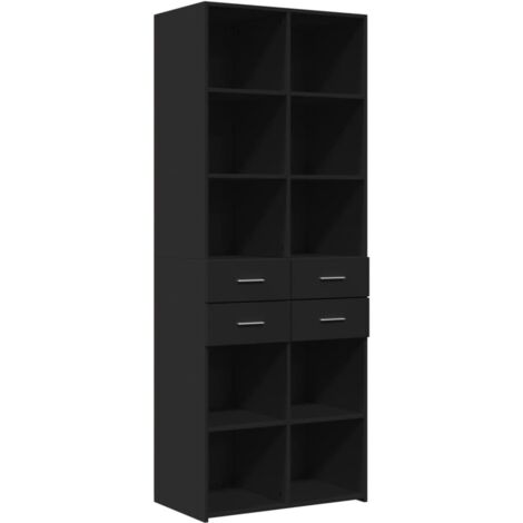 vidaXL Credenza Nera 70x42,5x185 cm in Legno Multistrato