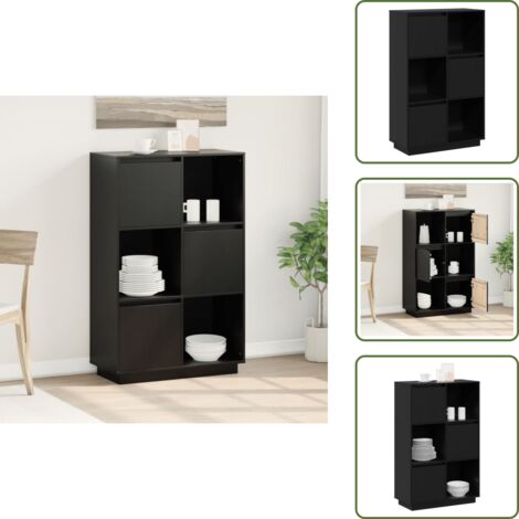 - vidaXL Credenza Nera 74x35x117 cm in Legno Massello di Pino -