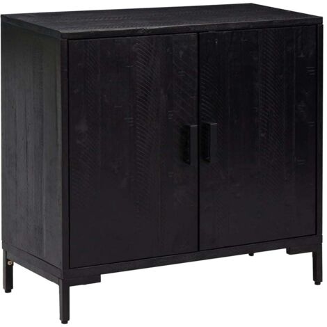 vidaXL Credenza Nera 75x35x70 cm in Legno Massello di Pino