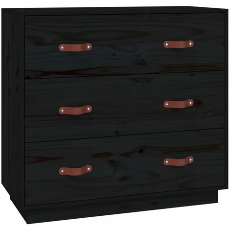 vidaXL Credenza Nera 80x40x75 cm in Legno Massello di Pino