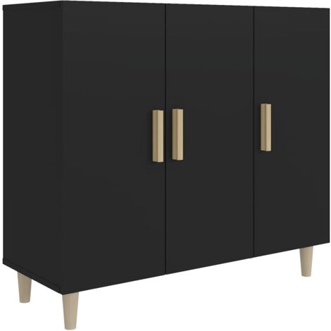 vidaXL Credenza Nera 90x34x80 cm in Legno Multistrato
