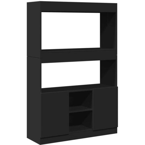 vidaXL Credenza Nera 92x33x140 cm in Legno Multistrato