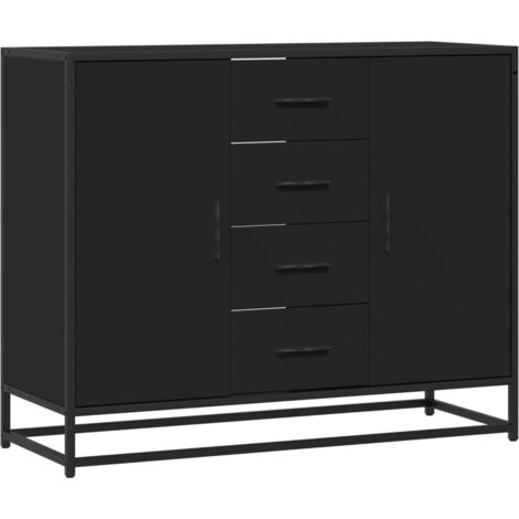 vidaXL Credenza Nera 92x35x76 cm in Legno Multistrato