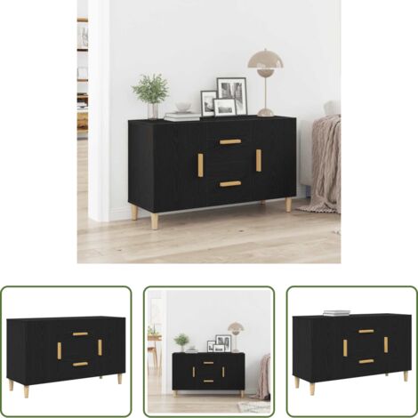 vidaXL Credenza nero -  Credenza Rovere Nero 100x36x60 cm in Legno Multistrato