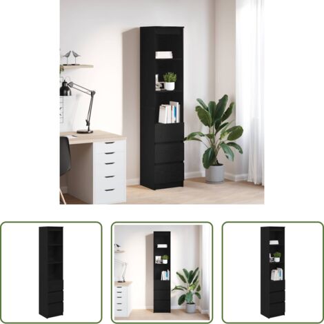 vidaXL Credenza nero -  Credenza Rovere Nero 37,5x35x180 cm in Legno Multistrato