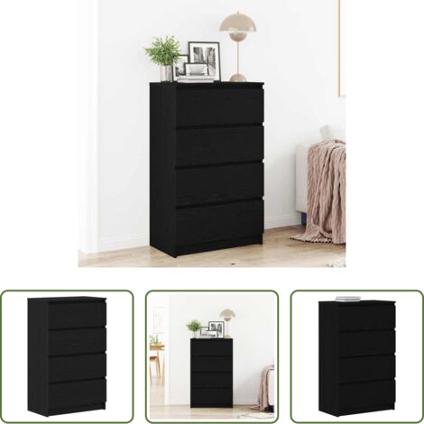vidaXL Credenza nero -  Credenza Rovere Nero 60x35x98,5 cm in Legno Multistrato