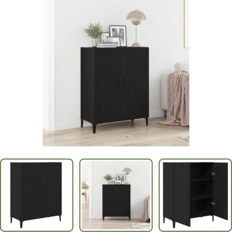 vidaXL Credenza nero -  Credenza Rovere Nero 69,5x34x90 cm in Legno Multistrato