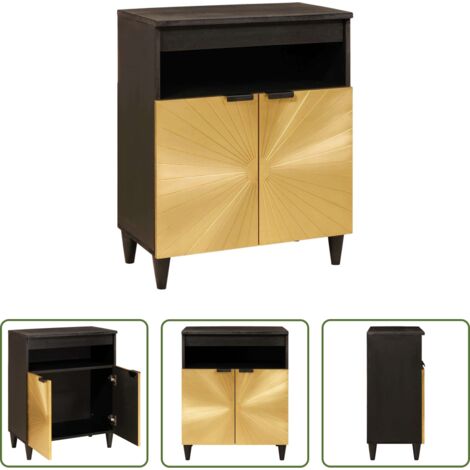 vidaXL Credenza nero e oro -  Credenza Nero e Oro 60 x 33 x 75 cm Legno di mango massello