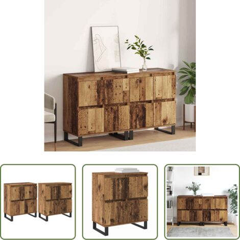 vidaXL Credenza per soggiorno -  Credenza 2 pcs Legno vecchio 60 x 35 x 70 cm