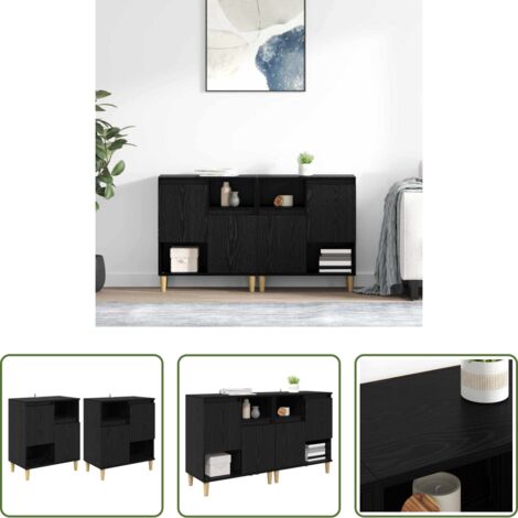 vidaXL Credenza per soggiorno -  Sideboards 2 pcs Rovere Nero 60 x 35 x 70 cm Legno multistrato