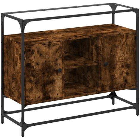 vidaXL Credenza Piano Vetro Rovere Fumo 98x35x81cm Legno Multistrato