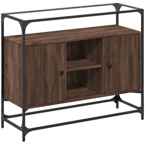 vidaXL Credenza Piano Vetro Rovere Marrone 98x35x81 Legno Multistrato