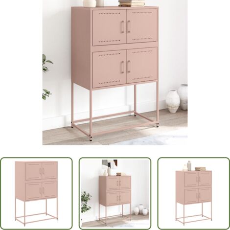 vidaXL Credenza rosa -  Credenza Rosa 68,5x38,5x107 cm in Acciaio